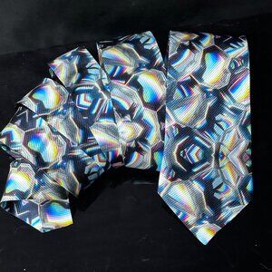 Psychedelic Rainbow  Menswear Necktie Tie Neckwear Club Party Mirror Disco DJ